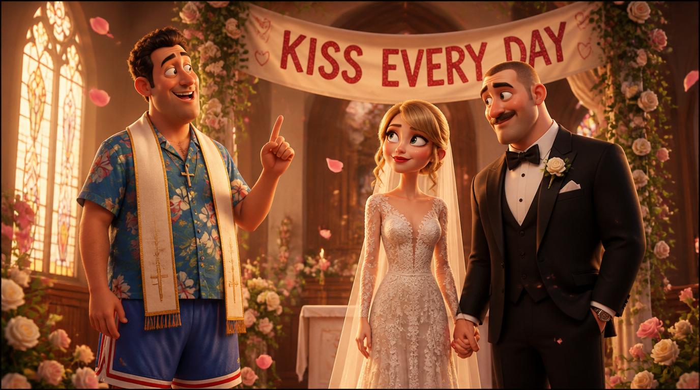 Andy Reid says Adam Sandler officiated Taylor Swift and Travis Kelce's wedding and told them to kiss each other every single day.